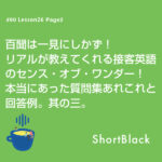＃90【L26-P2】百聞は一見にしかず！リアルが教えてくれる接客英語のセンス・オブ・ワンダー！本当にあった質問集あれこれと回答例。其の三。