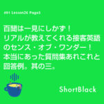 #91【L26-P3】百聞は一見にしかず！リアルが教えてくれる接客英語のセンス・オブ・ワンダー！本当にあった質問集あれこれと回答例。其の三。